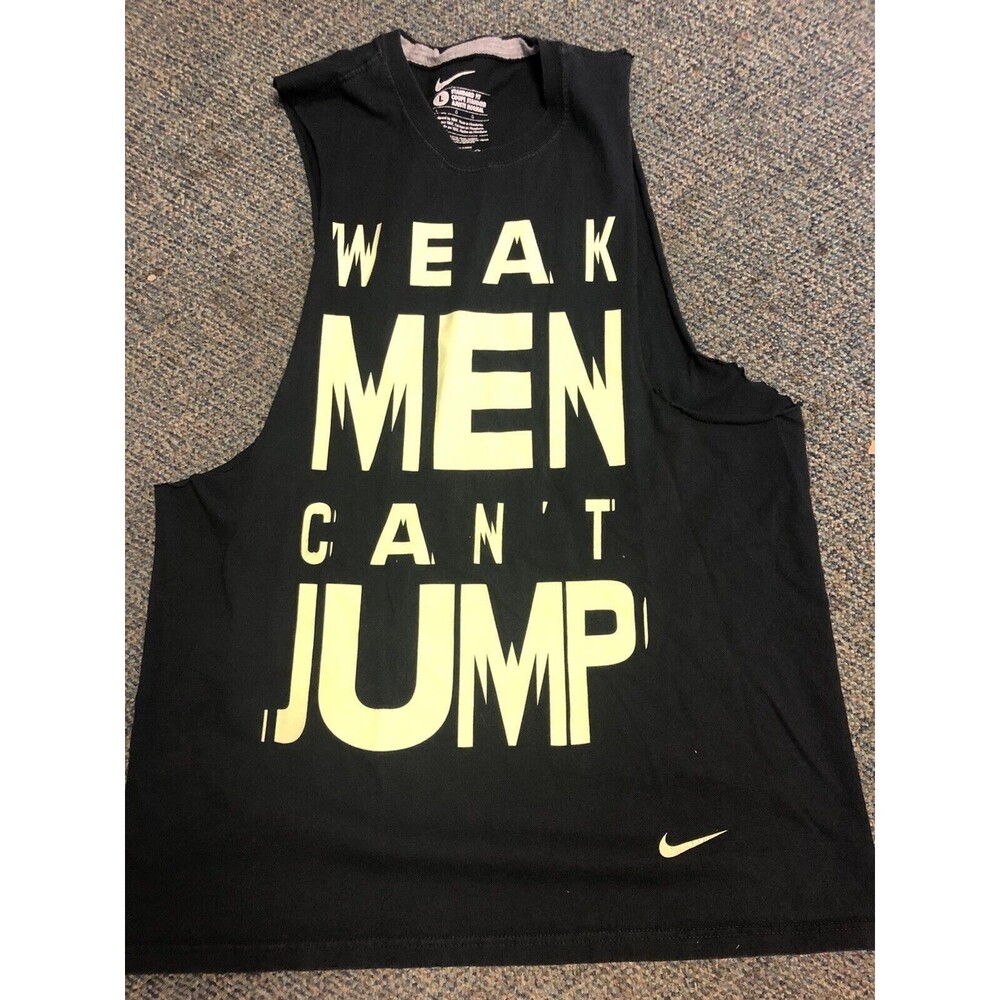 Men's Nike Neon Weak Can’t Jump Basketball Black Shirt Cut Off Tank Muscle Large